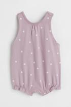 H & M - Patterned Cotton Romper Suit - Purple