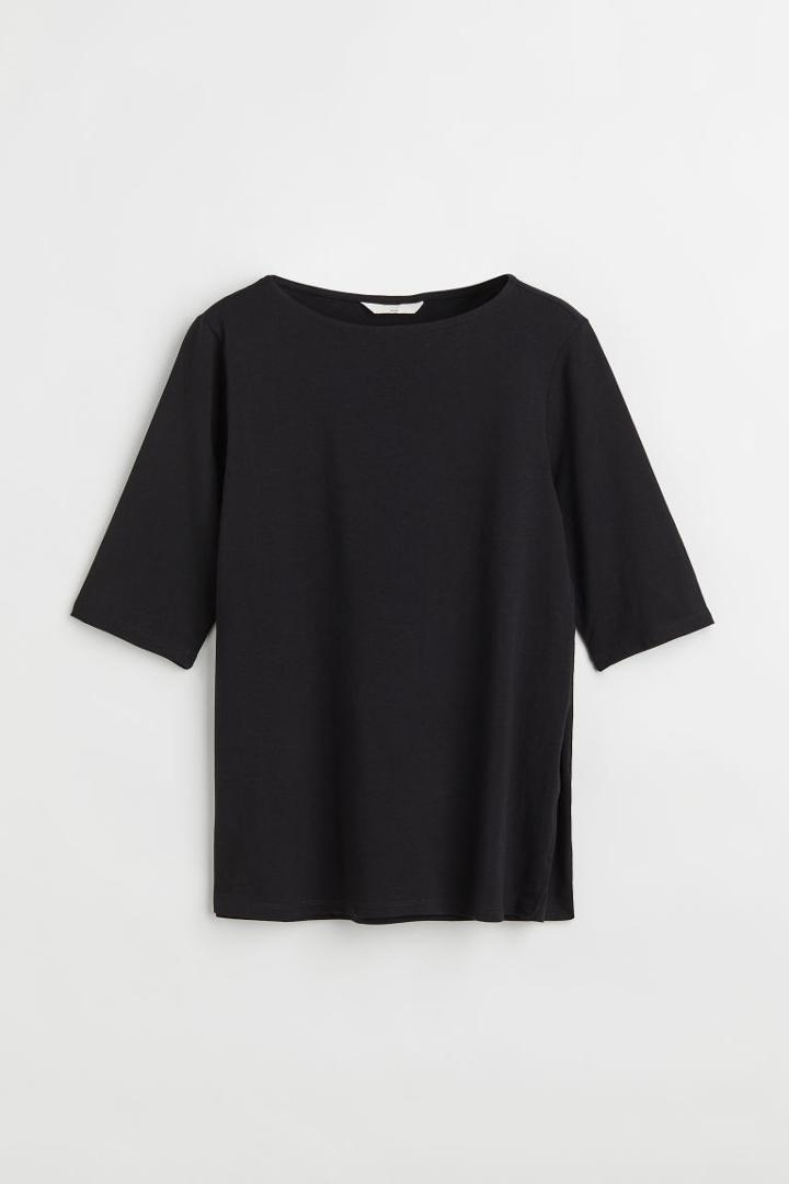 H & M - Mama Cotton Jersey Nursing Top - Black