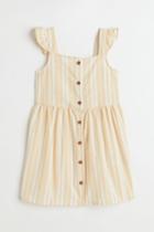 H & M - Flounce-trimmed Cotton Dress - Yellow