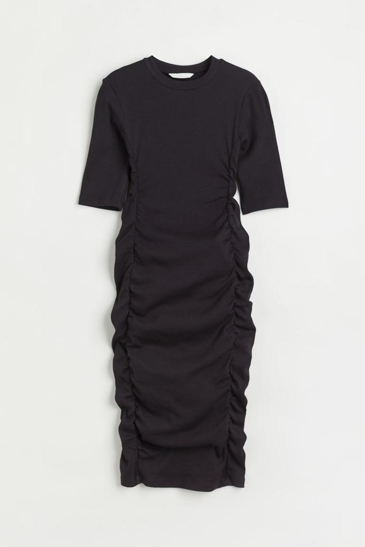 H & M - Mama Ribbed Bodycon Dress - Black