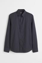 H & M - Slim Fit Easy-iron Shirt - Black