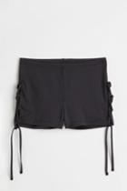 H & M - Lacing-detail Jersey Shorts - Black
