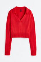H & M - Collared Sweater - Red