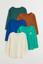 H & M - 5-pack Jersey Shirts - Green