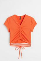 H & M - Tie-detail Crop Top - Orange