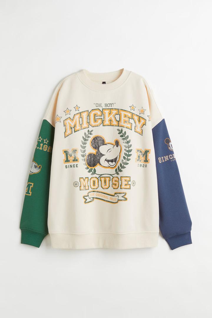H & M - H & M+ Oversized Printed Sweatshirt - White