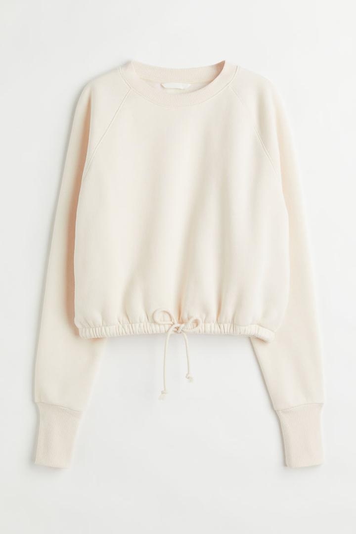 H & M - Drawstring Sweatshirt - Beige