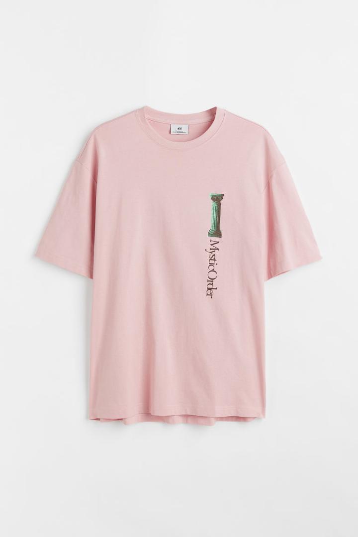 H & M - Relaxed Fit Cotton T-shirt - Pink