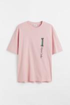 H & M - Relaxed Fit Cotton T-shirt - Pink