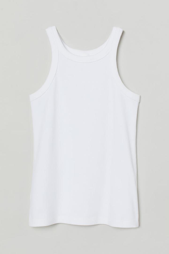 H & M - Ribbed Tank Top - White