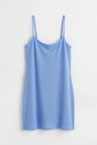 H & M - Crochet-look Jersey Dress - Blue