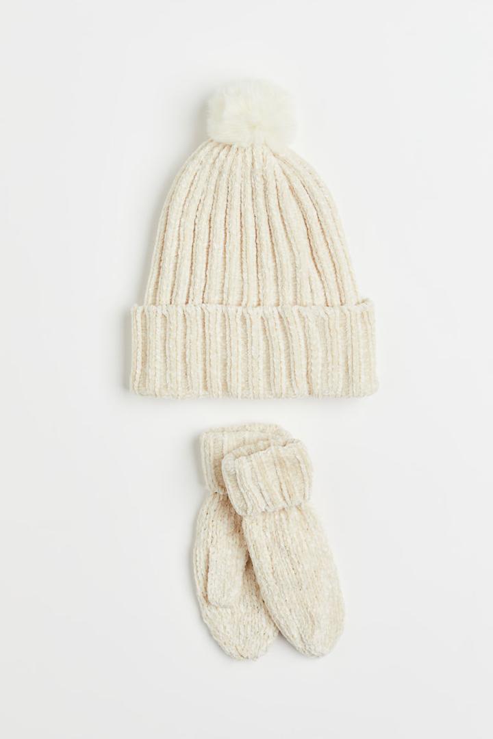 H & M - 2-piece Chenille Set - Beige