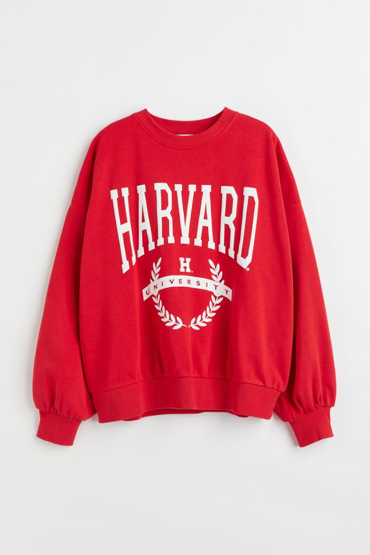 H & M - Sweatshirt With Printed Design - Red