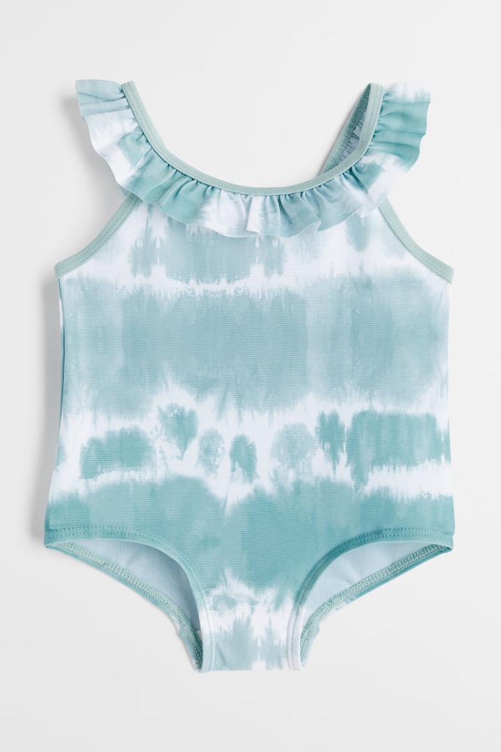 H & M - Ruffle-trimmed Swimsuit - Turquoise