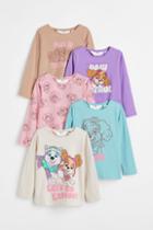 H & M - 5-pack Printed Tops - Beige
