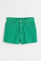 H & M - Relaxed High Denim Shorts - Green