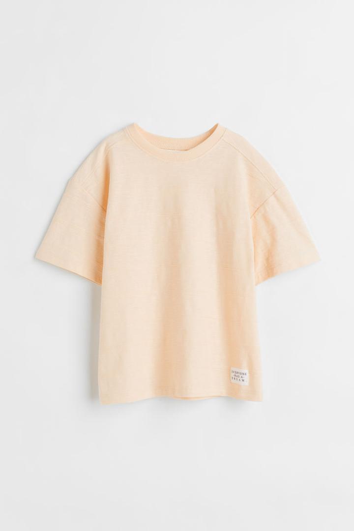H & M - Oversized Slub Cotton T-shirt - Yellow