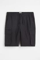 H & M - Regular Fit Knee-length Cargo Shorts - Black