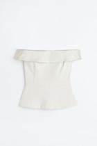 H & M - Off-the-shoulder Peplum Top - Beige