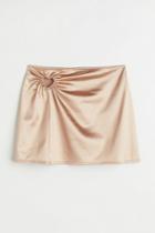 H & M - Shiny Mini Skirt - Beige