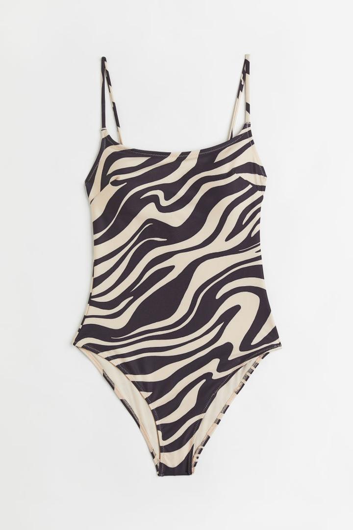 H & M - Padded-cup Swimsuit - Beige