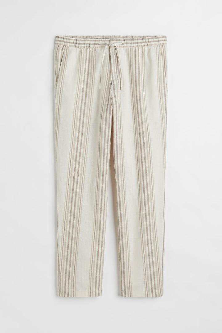 H & M - Regular Fit Linen-blend Pants - Beige
