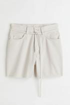 H & M - High Waist Denim Shorts - White