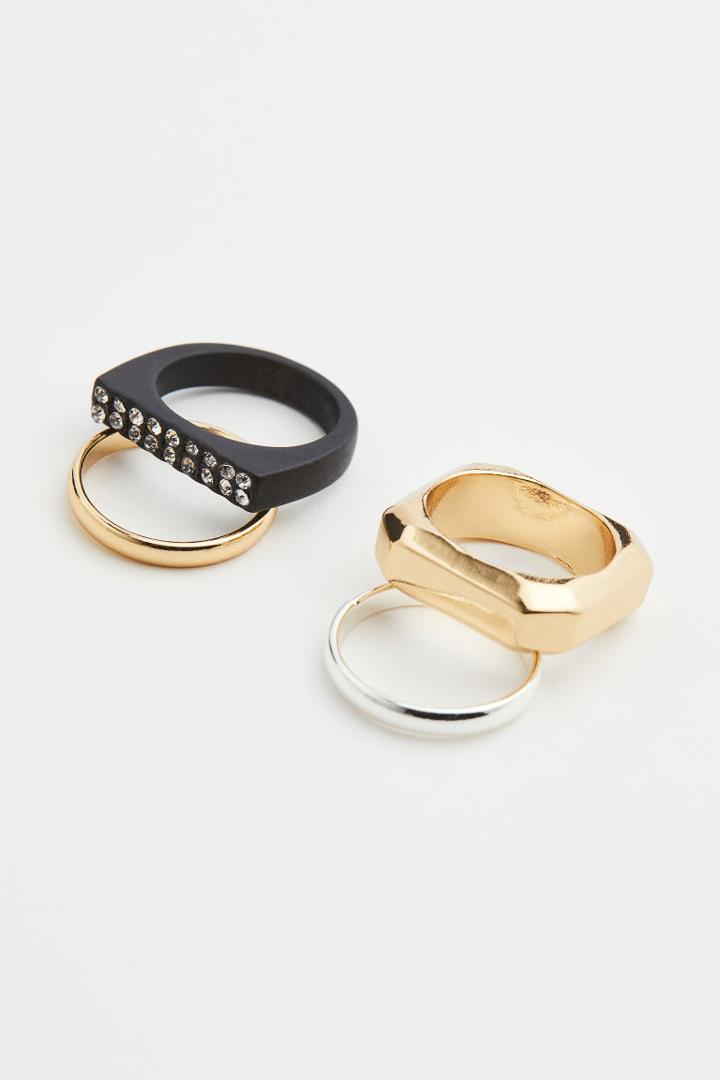 H & M - 4-pack Rings - Black