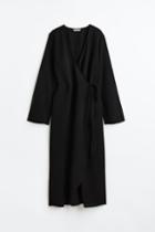 H & M - Crped Wrap-front Dress - Black