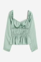 H & M - Satin Blouse - Green