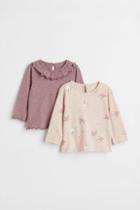 H & M - 2-pack Cotton Jersey Shirts - Pink