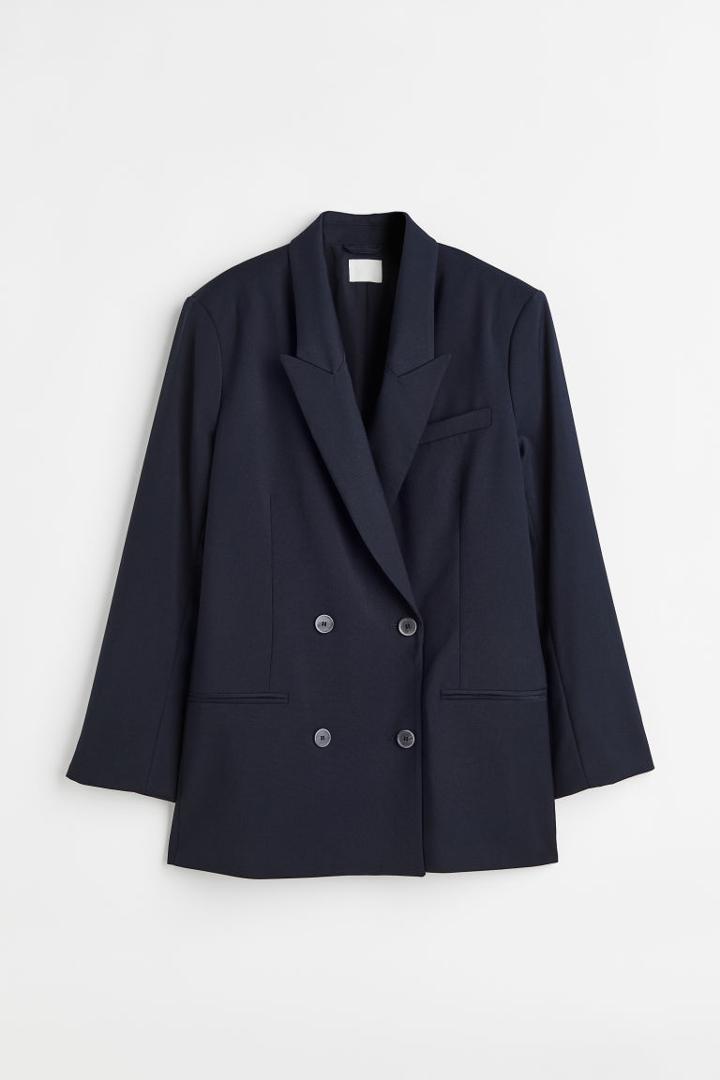 H & M - Oversized Double-breasted Jacket - Blue