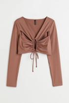 H & M - Cut-out Crop Top - Beige