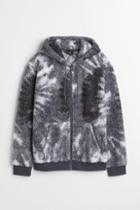 H & M - Relaxed Fit Faux Shearling Hooded Jacket - White