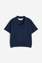 H & M - Knit Polo Shirt - Blue