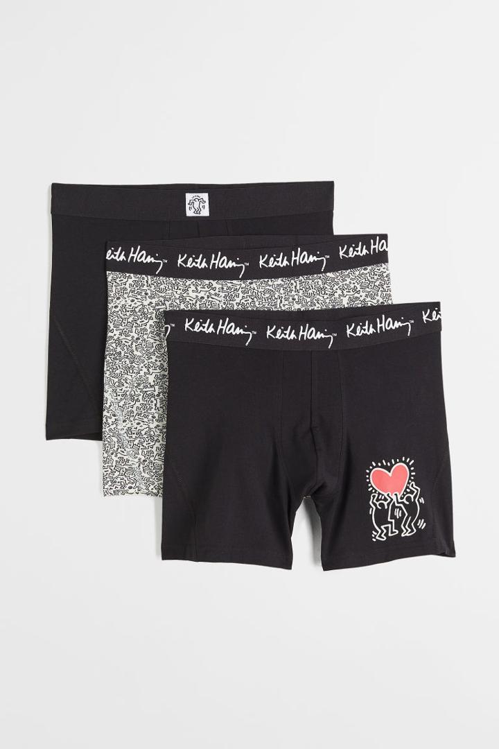 H & M - 3-pack Cotton Boxer Shorts - Black