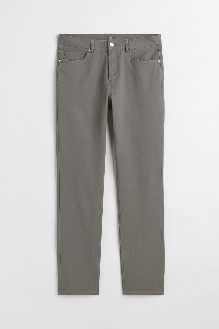 H & M - Slim Fit Twill Pants - Green