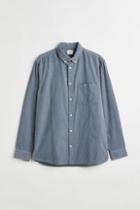 H & M - Regular Fit Corduroy Shirt - Turquoise