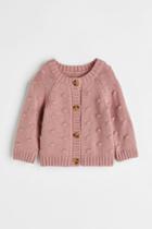 H & M - Textured-knit Cardigan - Pink