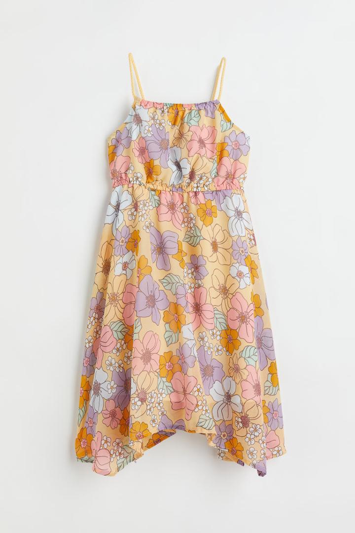 H & M - Asymmetric Chiffon Dress - Yellow
