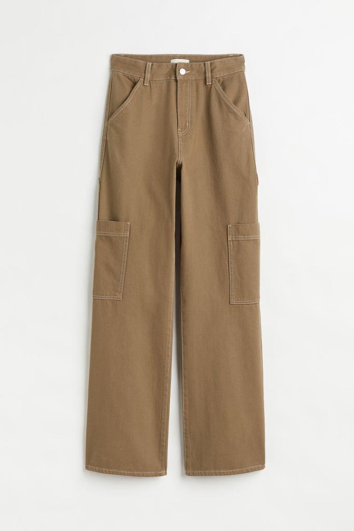 H & M - Wide-leg Cargo Pants - Beige