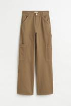 H & M - Wide-leg Cargo Pants - Beige