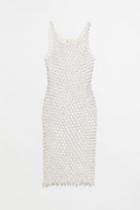 H & M - Beaded Mesh Dress - Silver