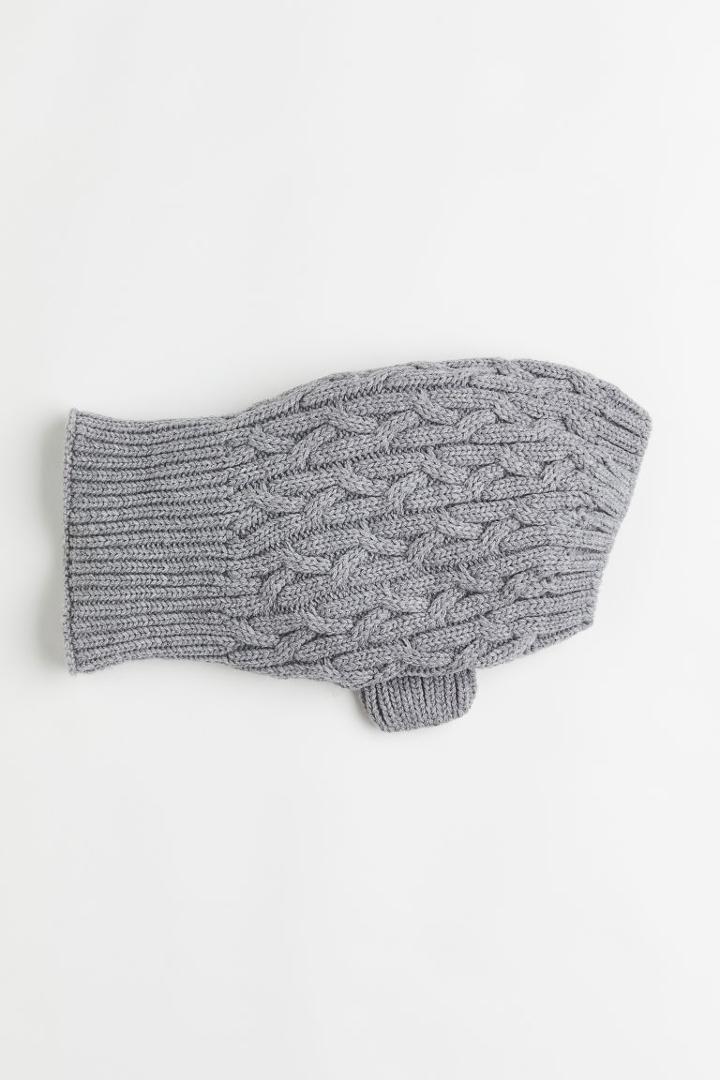 H & M - Cable-knit Dog Sweater - Gray