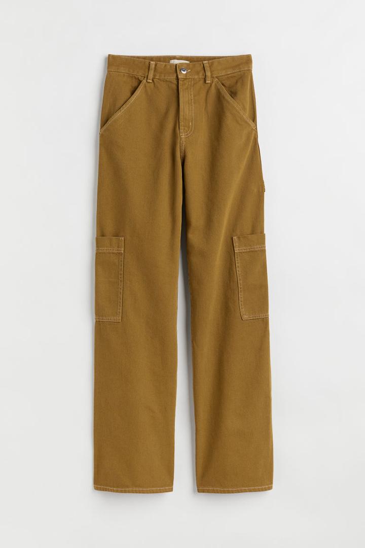 H & M - Wide-leg Cargo Pants - Green
