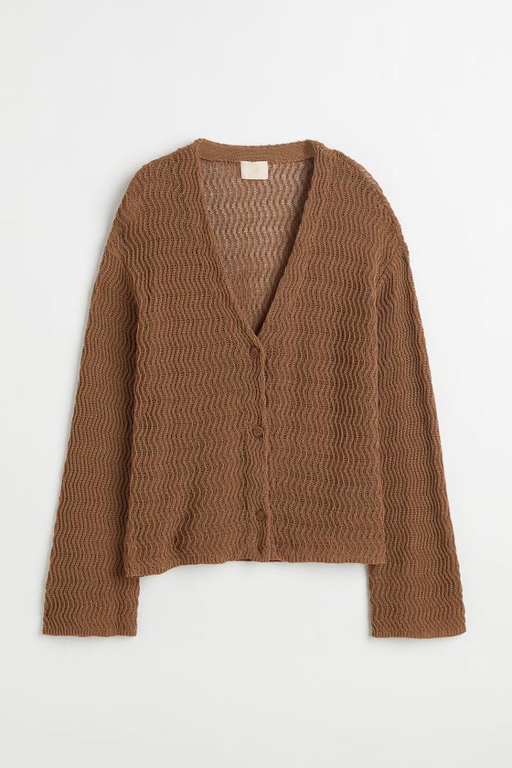 H & M - Knit Cotton Cardigan - Beige