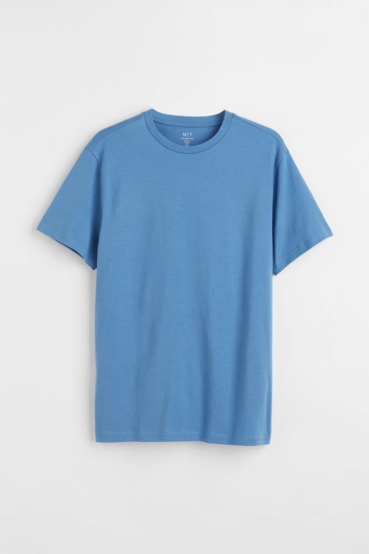 H & M - Regular Fit Crew-neck T-shirt - Blue