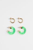 H & M - 2-pack Hoop Earrings - Green