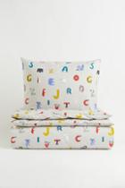 H & M - Printed Cotton Duvet Cover Set - Gray