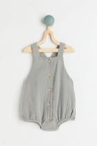 H & M - Sleeveless Cotton Romper Suit - Gray